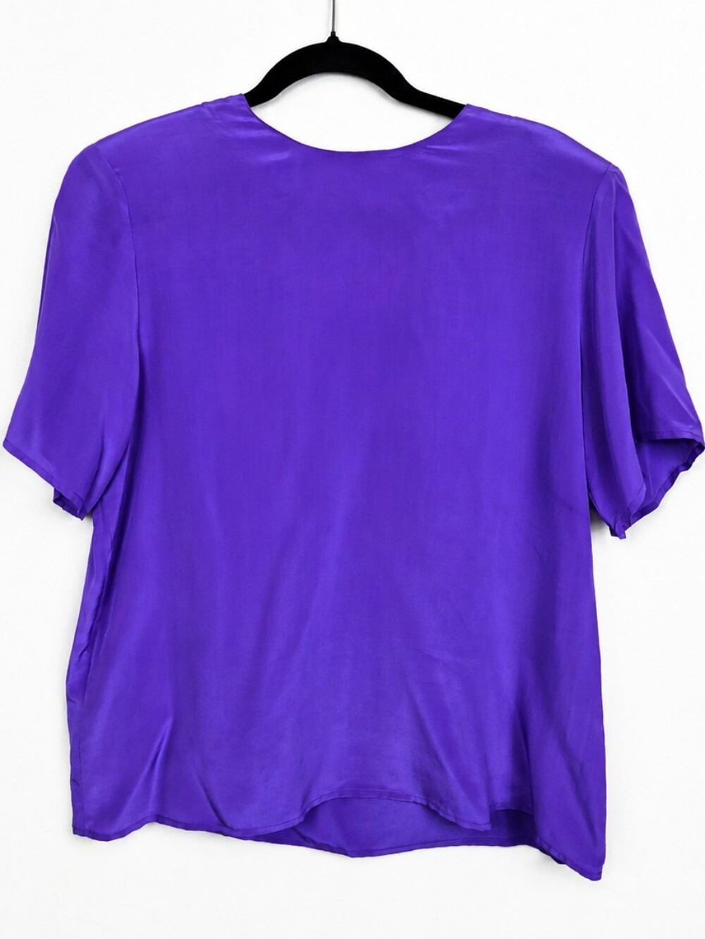 Vintage K Arnold 100% Silk Purple Short Sleeve Blouse Top M